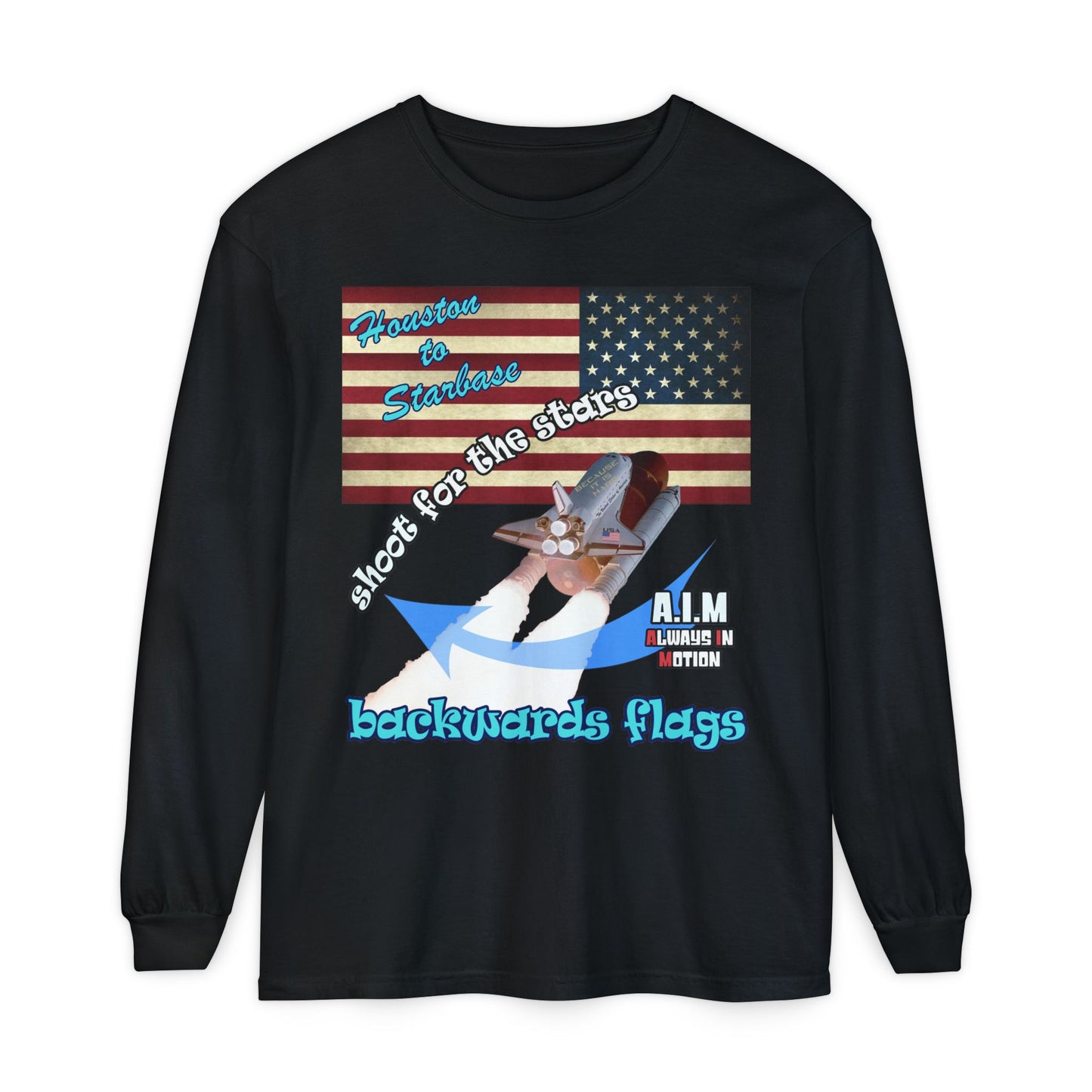 shoot for the stars - Unisex Garment-dyed Long Sleeve T-Shirt
