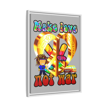 love peace - framed canvas art (light grey)