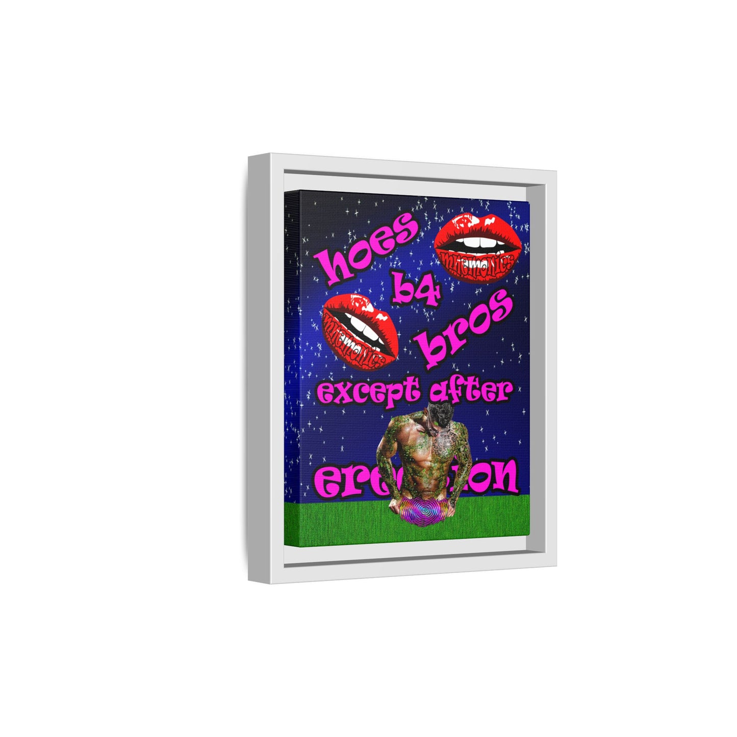 hoes b4 bros - framed canvas art ('snoops' background)