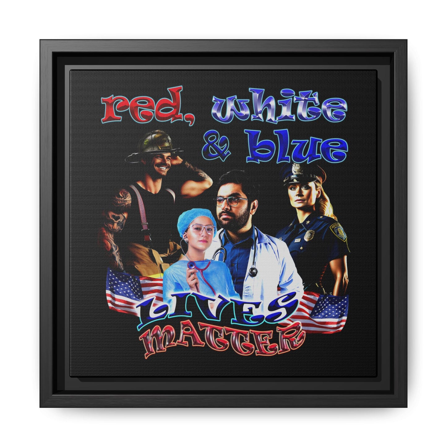 rw&b lives matter - framed canvas art (black)