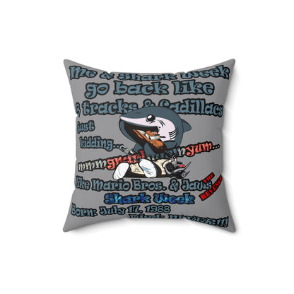 shark week - Faux Suede Square Pillow - (grey)
