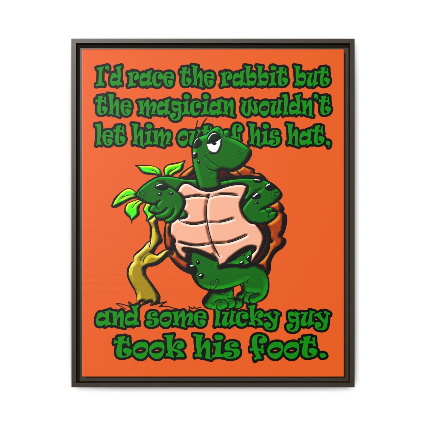 turtle race - framed canvas art (orange)