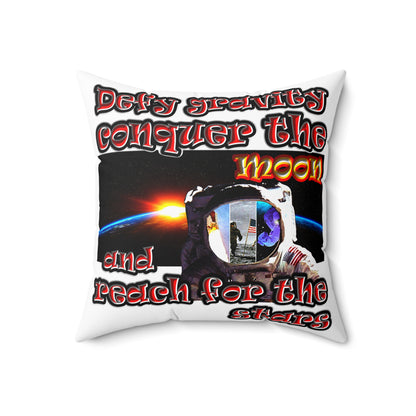 defy conquer reach - Spun Polyester Square Pillow - (white)