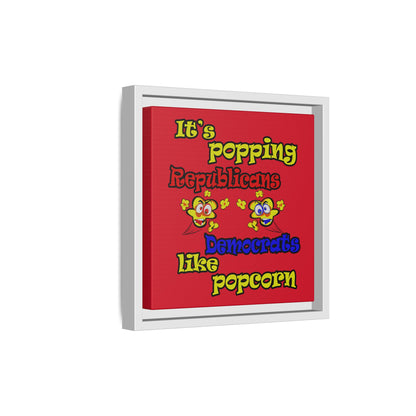 popping like popcorn - framed canvas art (dark red)