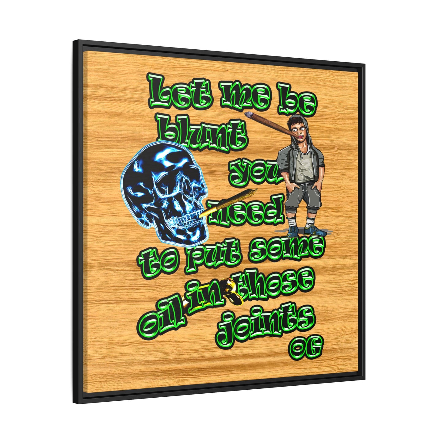 og - framed canvas art (butterscotch wood finish)