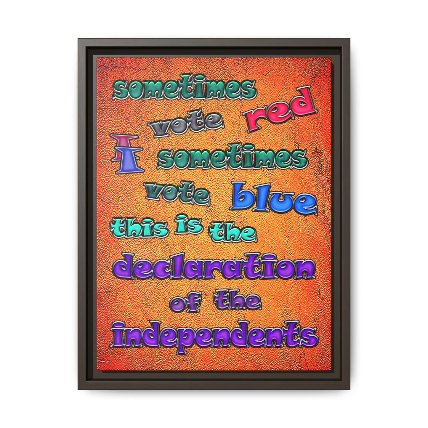 declaration of the independents - framed canvas art (burnt orange)