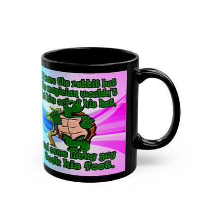 turtle race - Black Mug (light blue-pink wave)