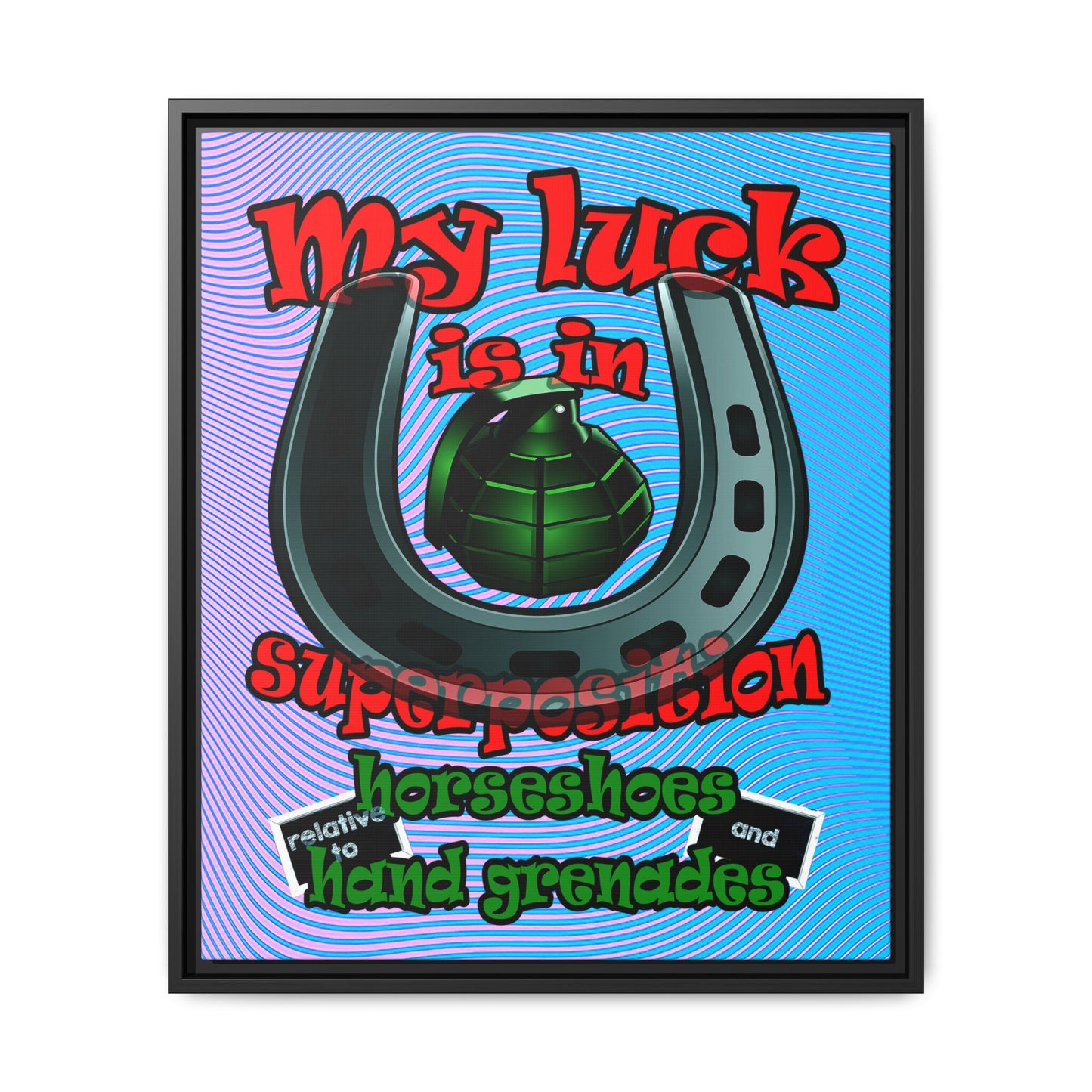 my luck - framed canvas art (light blue-purple wave)