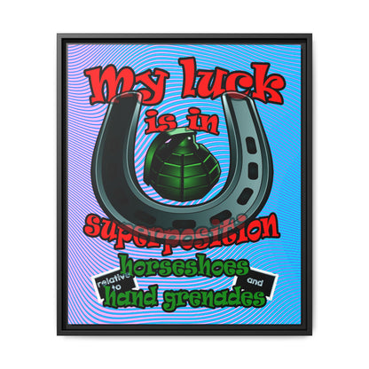 my luck - framed canvas art (light blue-purple wave)