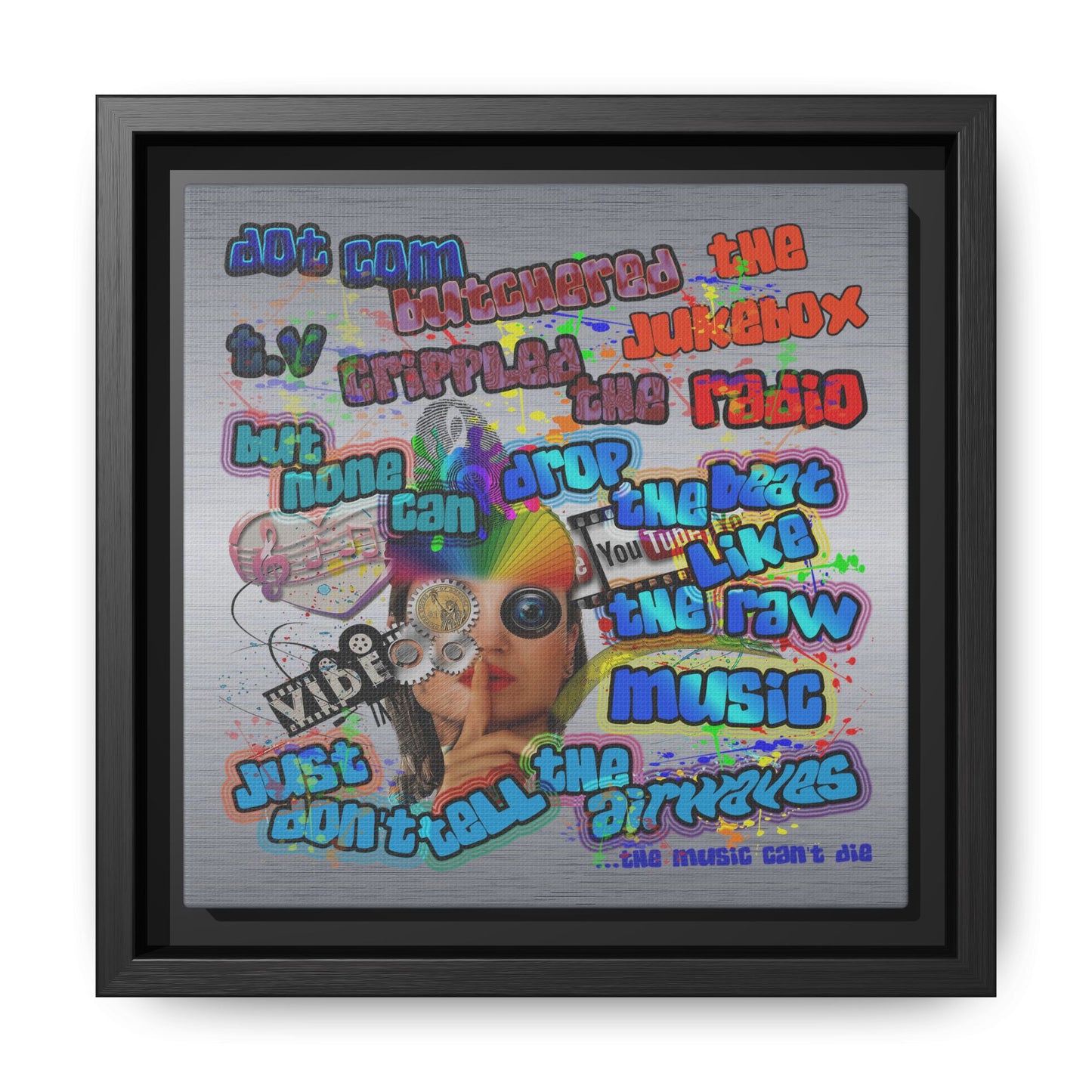 drop the beat - framed canvas art (brushed nickel)