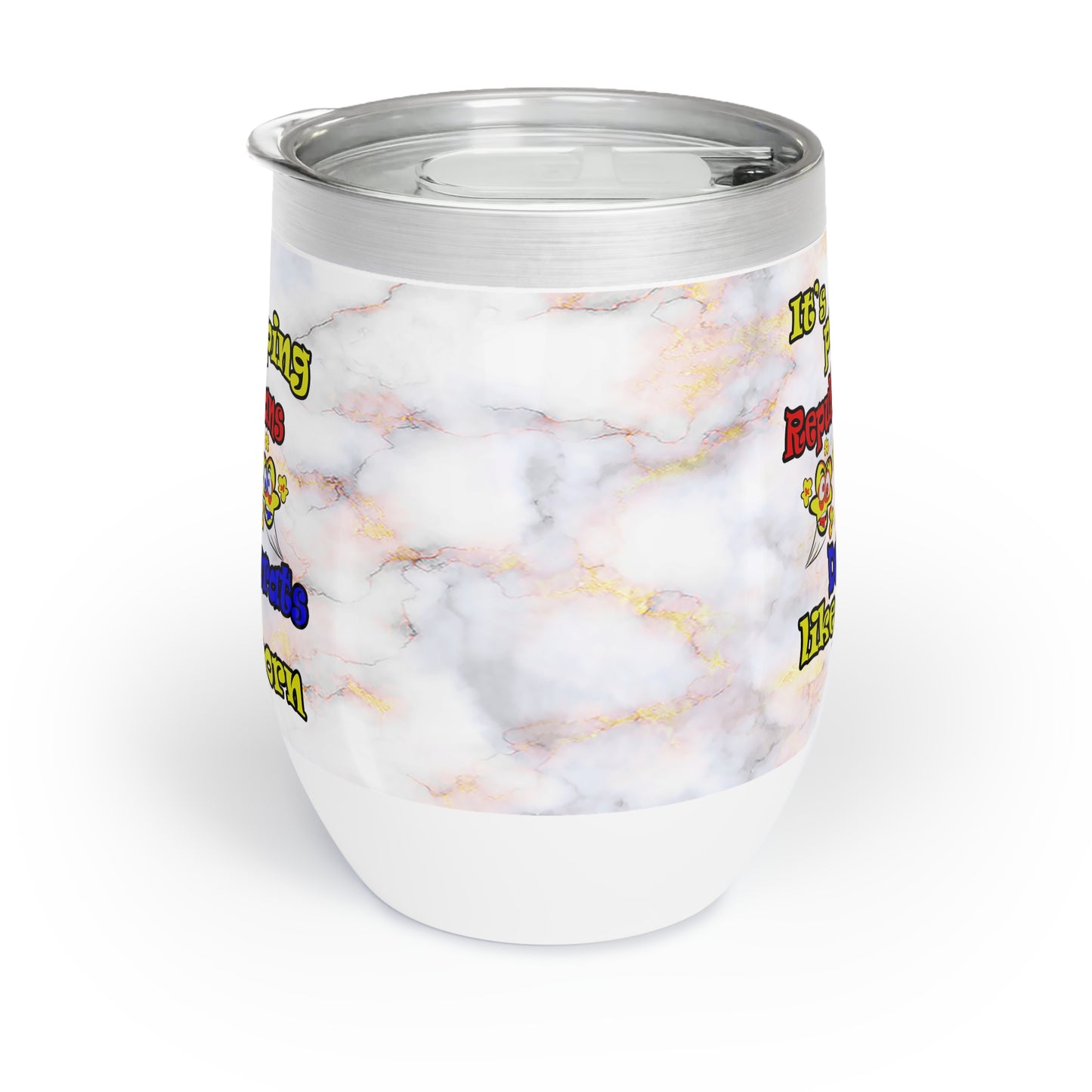 popping like popcorn - Chill Wine Tumbler (white marble)