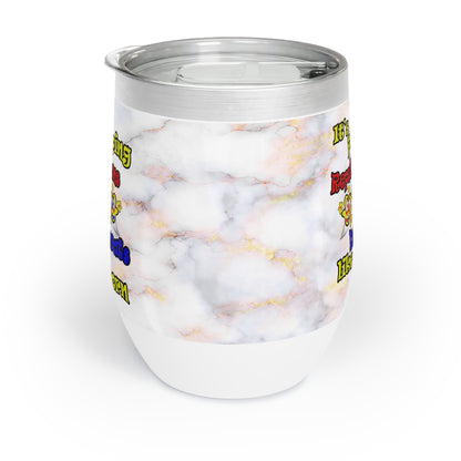 popping like popcorn - Chill Wine Tumbler (white marble)