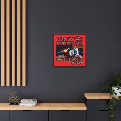 defy conquer reach - framed canvas art (red)