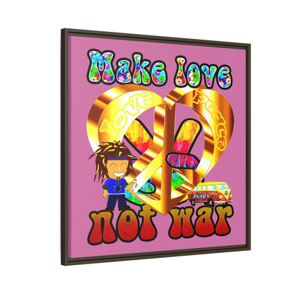love peace - framed canvas art (light pink)