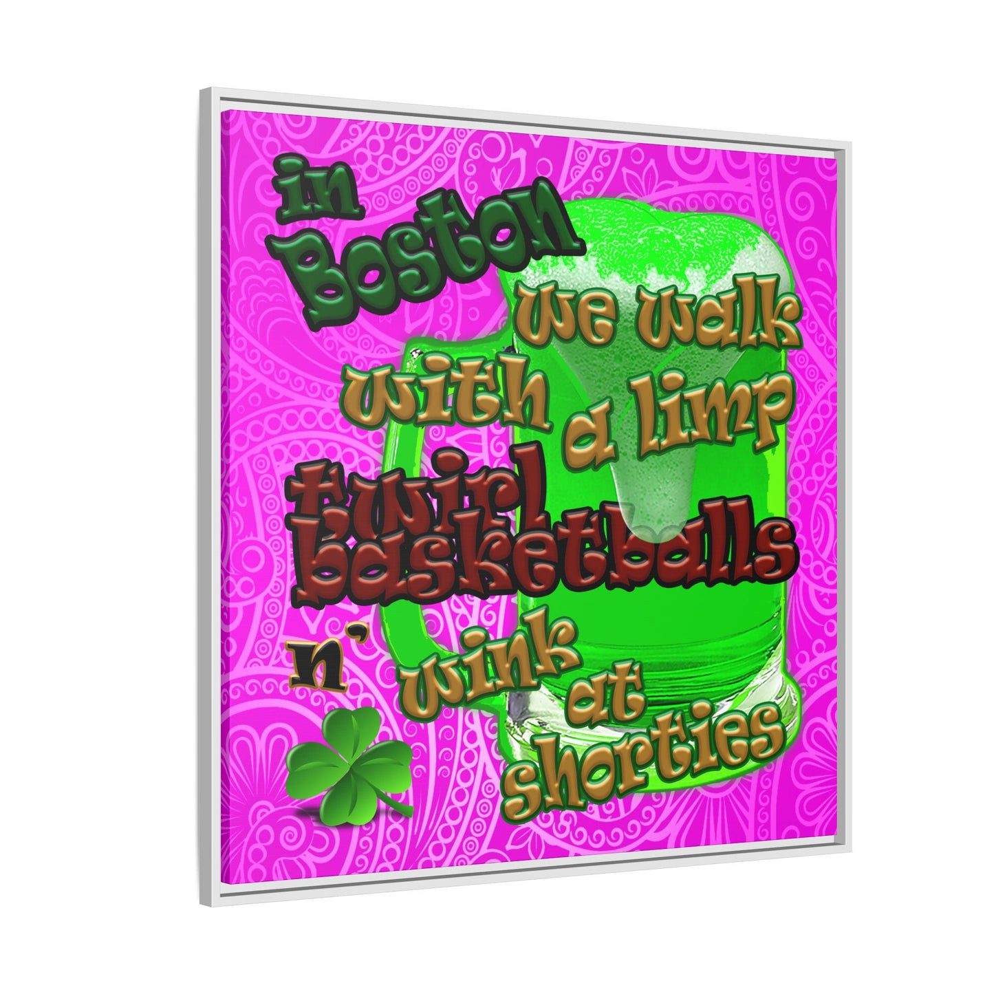 celtics logo - framed canvas art (pink swirl)