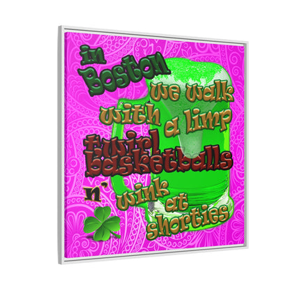 celtics logo - framed canvas art (pink swirl)