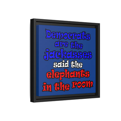 donkeys and elephants - framed canvas art (dark blue)