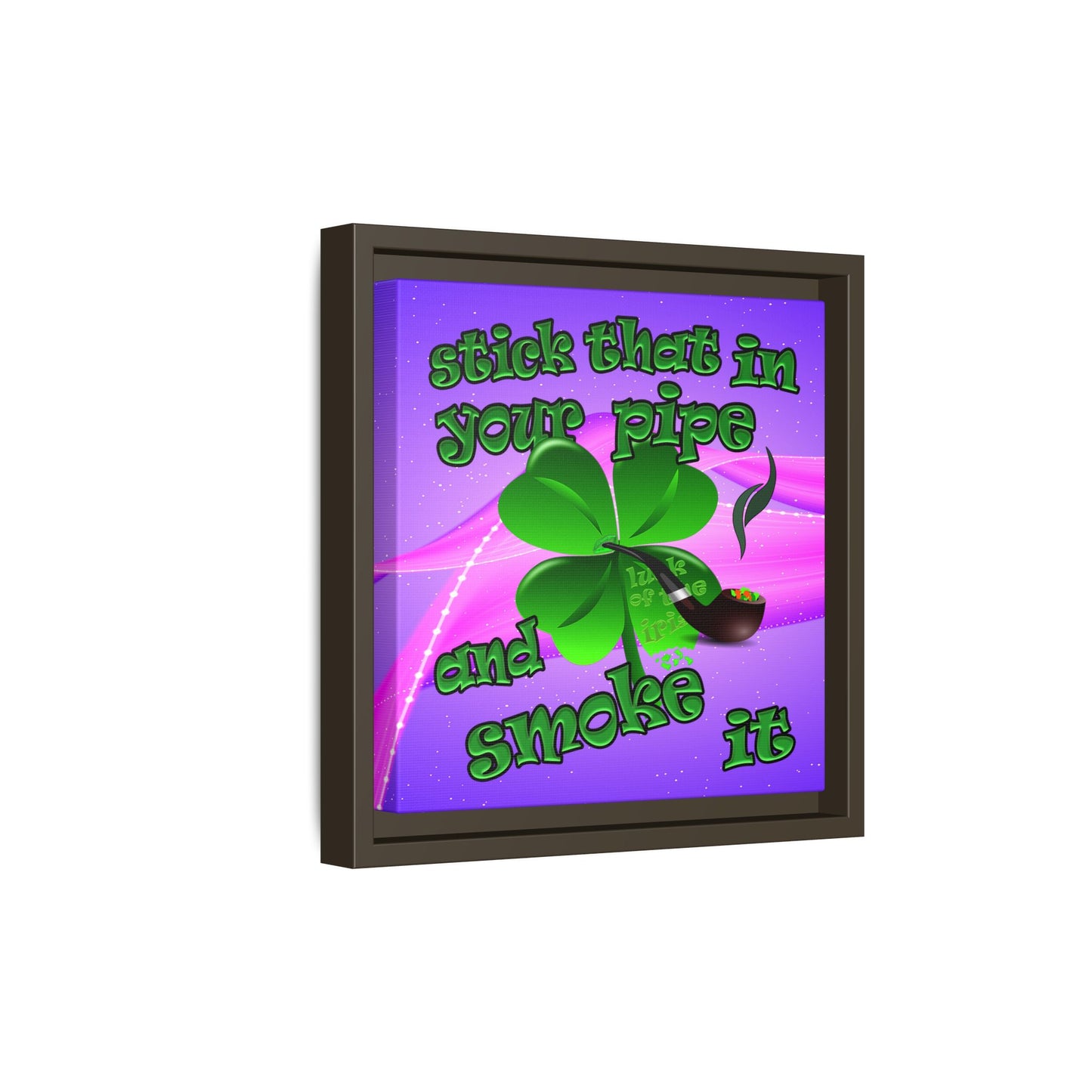 stick that in your pipe and smoke it - framed canvas art (purple-pink wave)