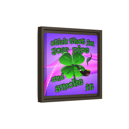 stick that in your pipe and smoke it - framed canvas art (purple-pink wave)
