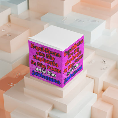 donkeys and elephants - note cube (pink swirl)