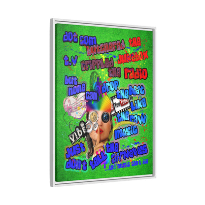 drop the beat - framed canvas art (green turf)