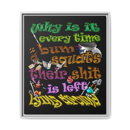 the bum's shit - framed canvas art (black)