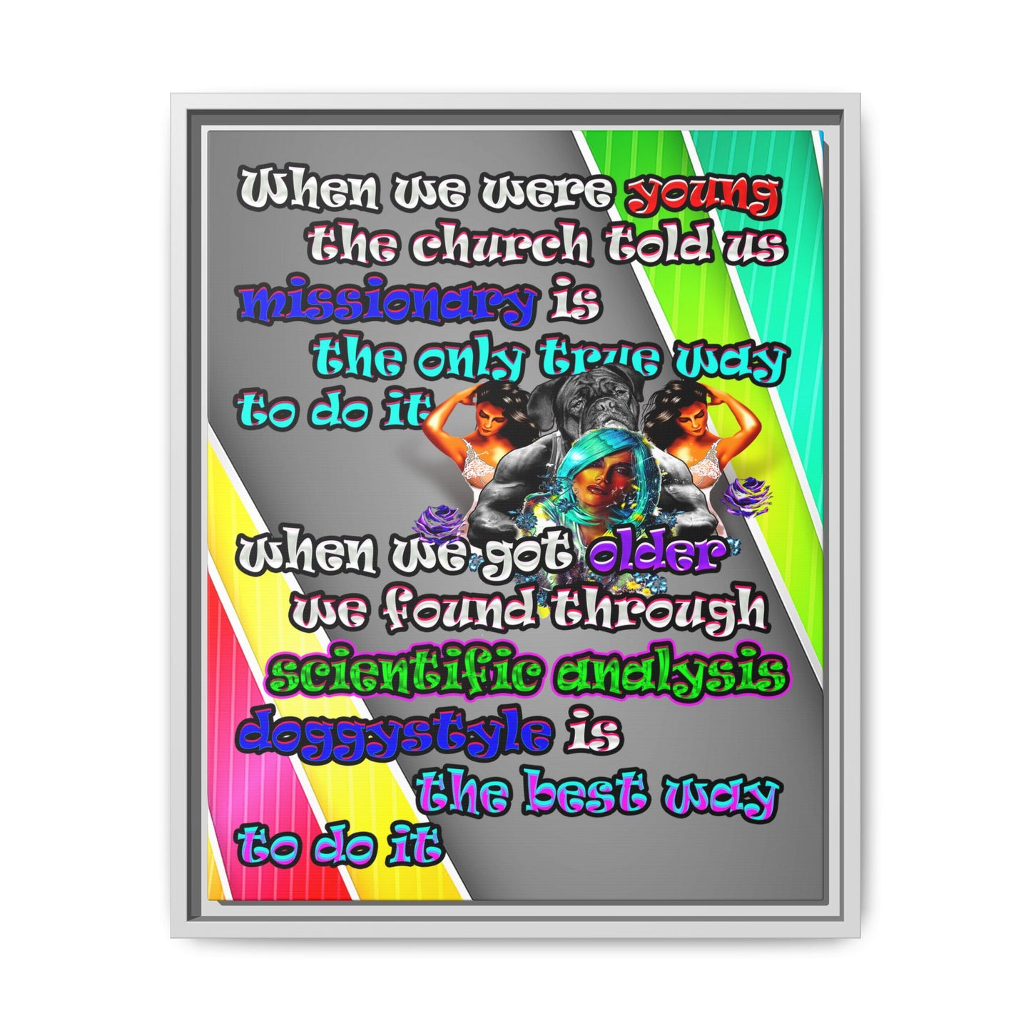 doggystyle - framed canvas art (rainbow split)