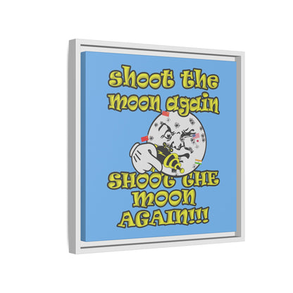 shoot the moon again - framed canvas art (light blue)