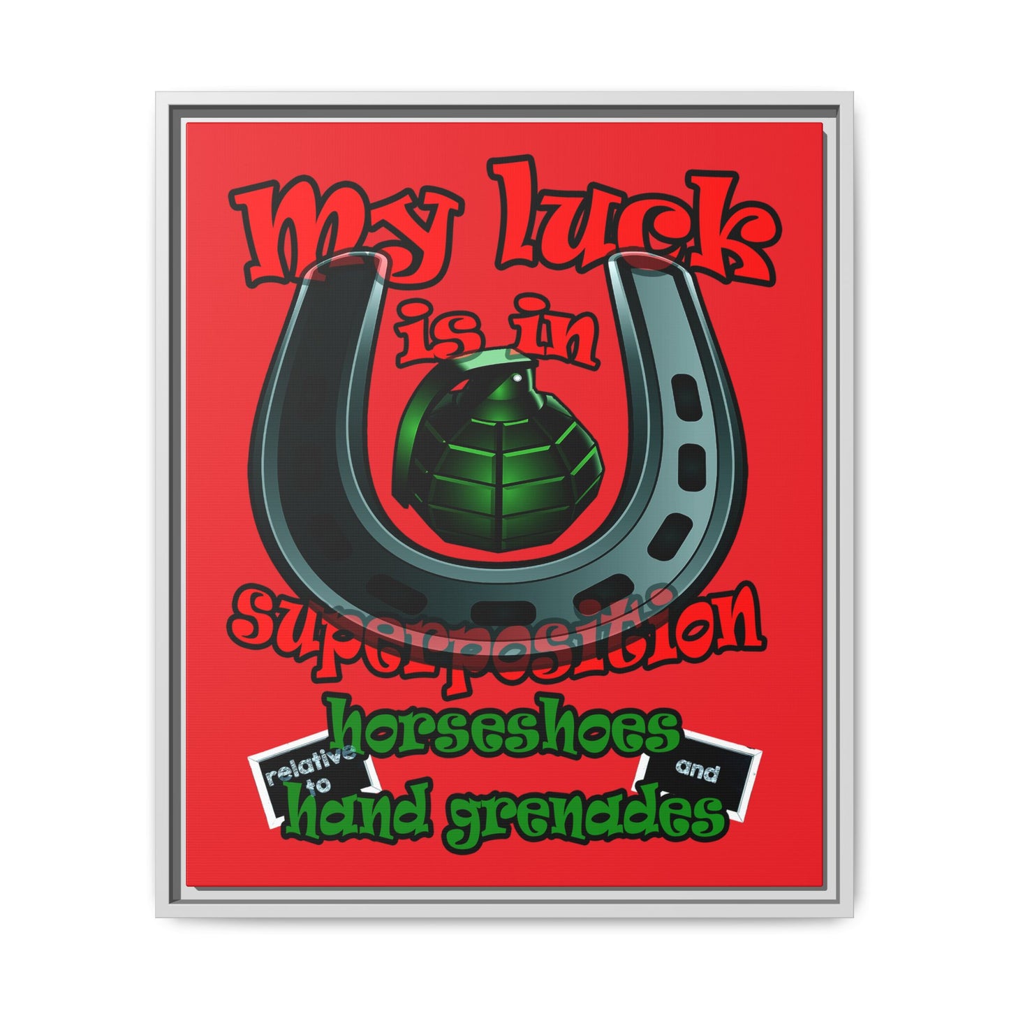 my luck - framed canvas art (red)
