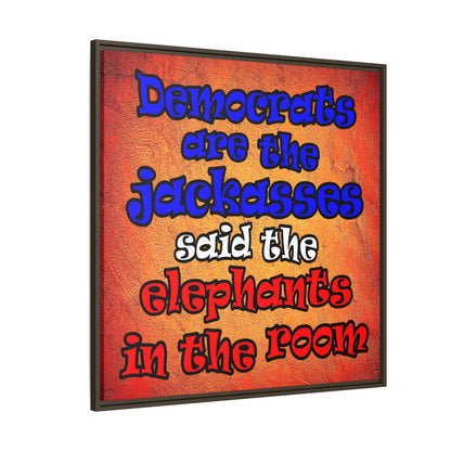 donkeys and elephants - framed canvas art (burnt orange)