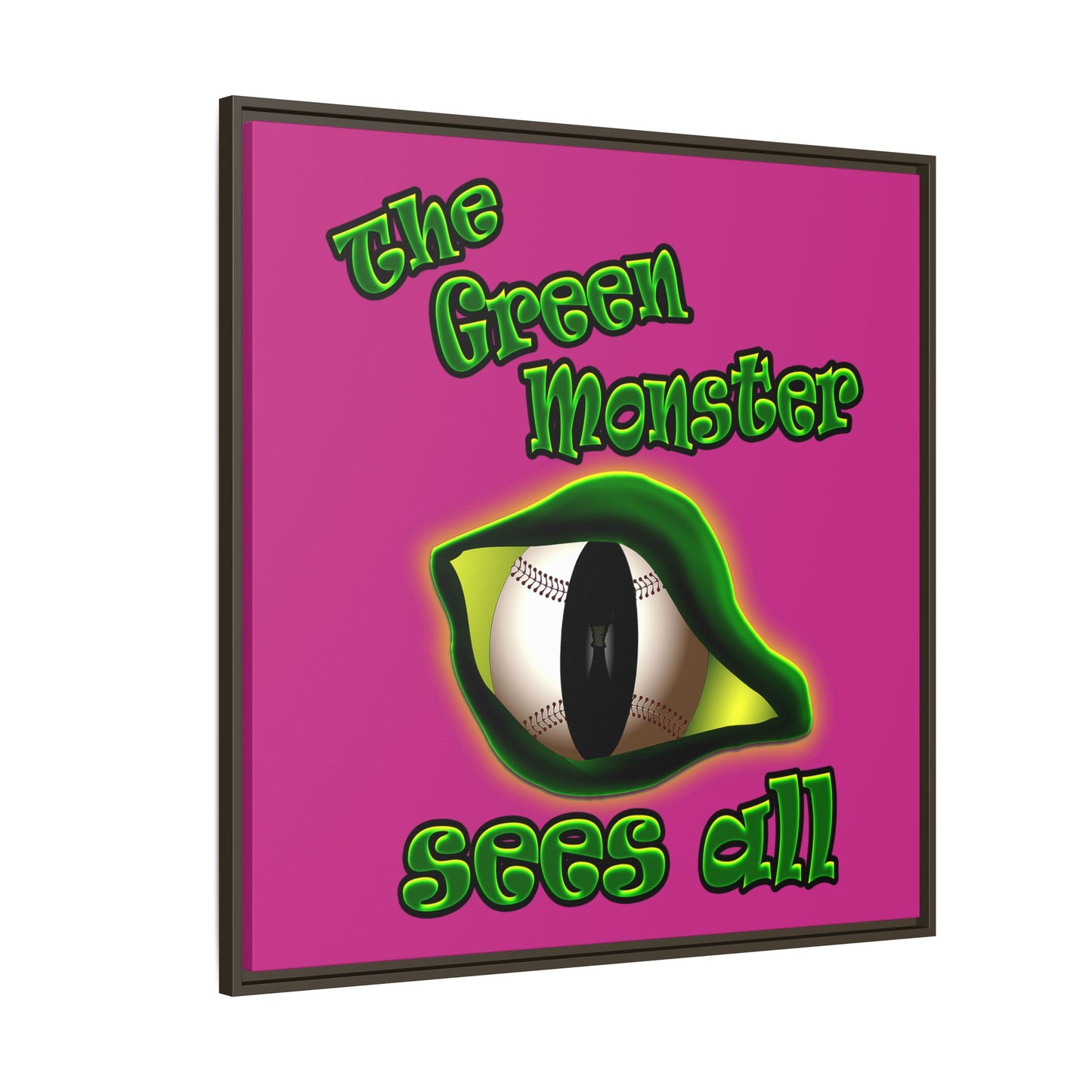 green monster - framed canvas art (pink)