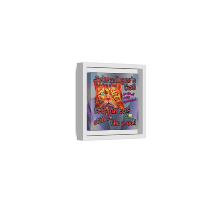 schrodinger's cat - framed canvas art (grey-pink wave)
