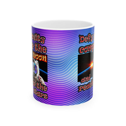 defy conquer reach - White Mug (purple wave)