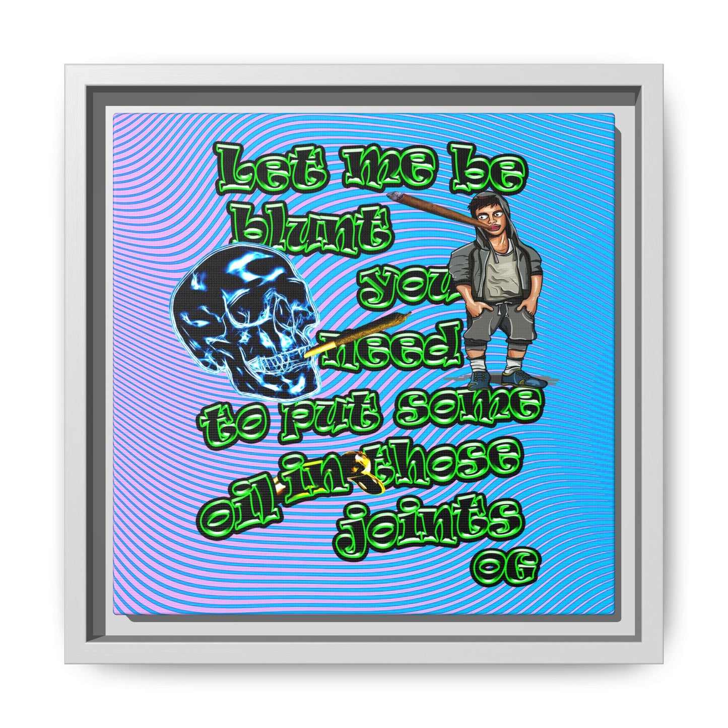 og - framed canvas art (light blue-purple wave)