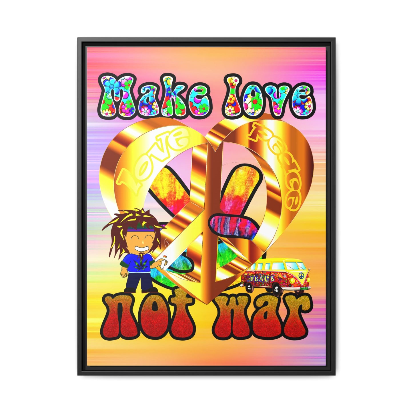 love peace - framed canvas art (color blur)