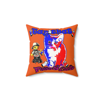 tag that - Faux Suede Square Pillow - (orange)