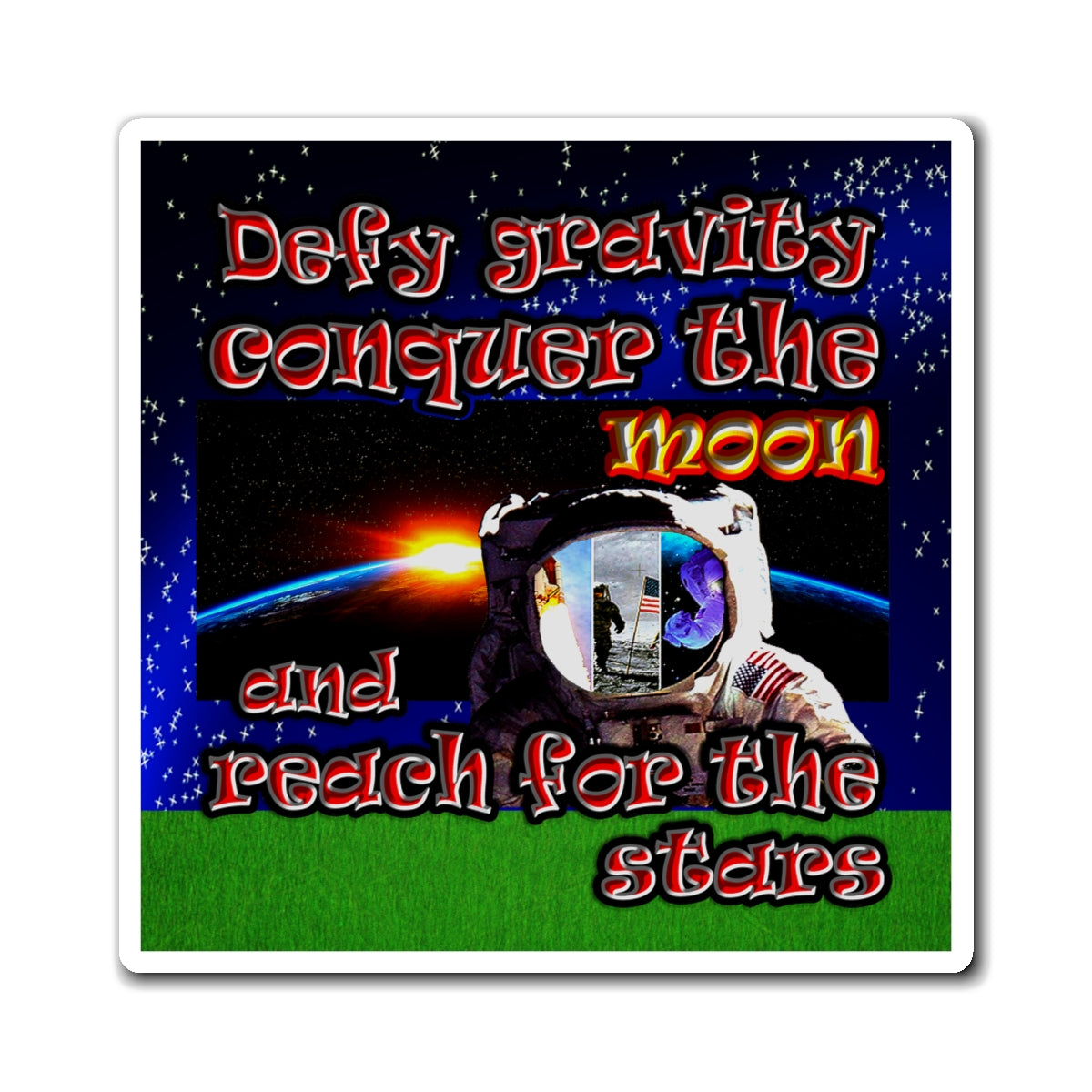 defy conquer reach - Magnets - ('snoops' background)