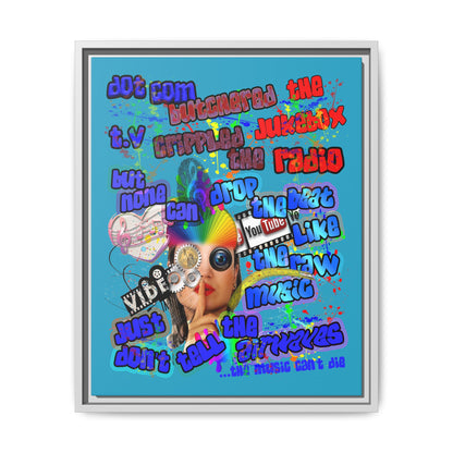 drop the beat - framed canvas art (turquoise)