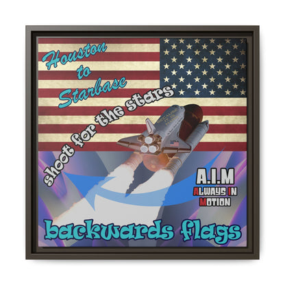 shoot for the stars - framed canvas art (grey-pink wave)