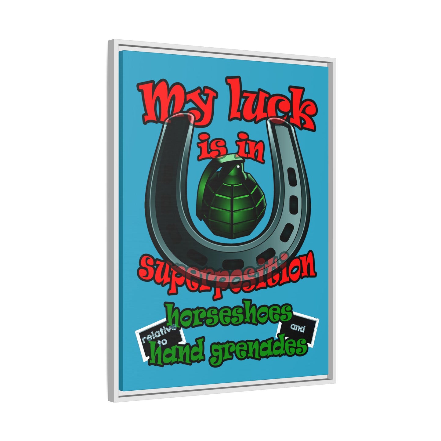 my luck - framed canvas art (turquoise)