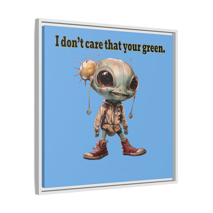I don't care that your green - framed canvas art (light blue)