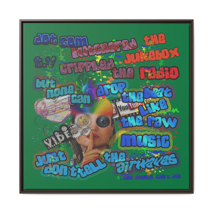 drop the beat - framed canvas art (dark green)