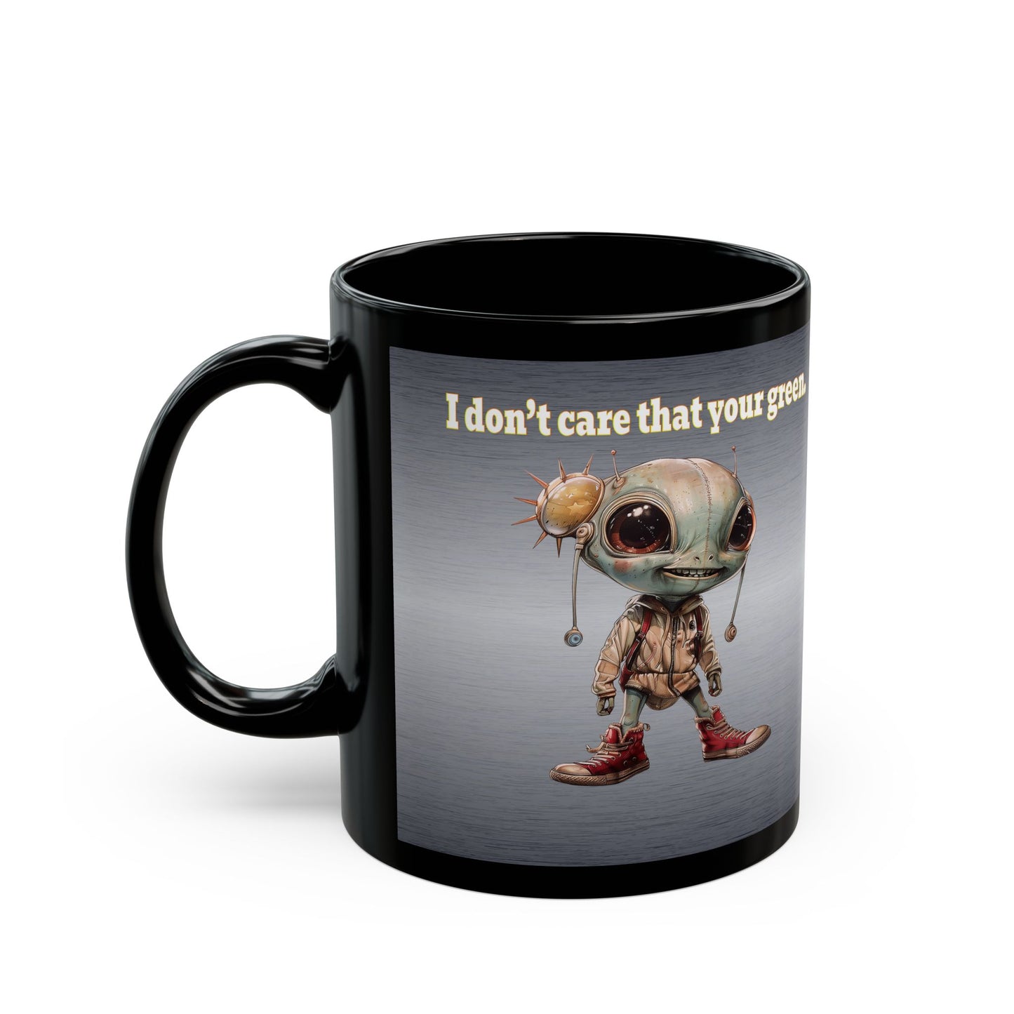 I don't care that your grey - Black Mug (brushed nickel)