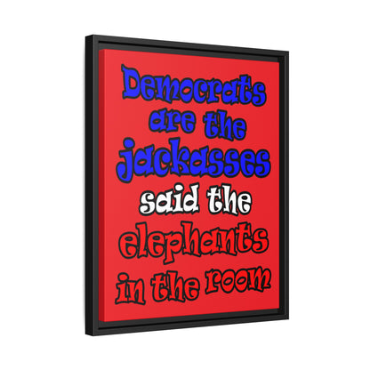 donkeys and elephants - framed canvas art (red)
