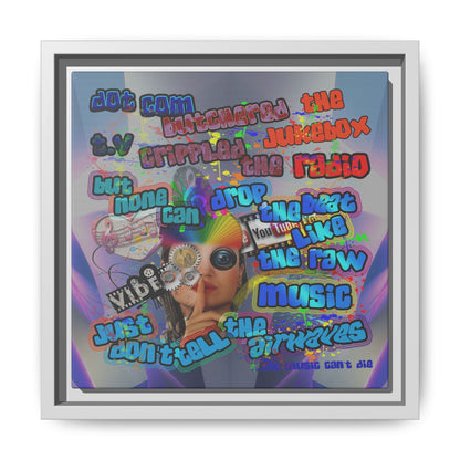 drop the beat - framed canvas art (grey-pink wave)