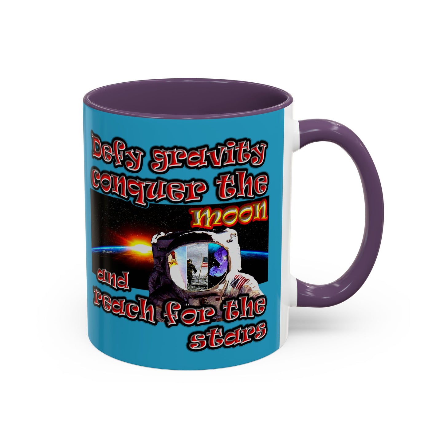 defy conquer reach - Accent Mug (turquoise)