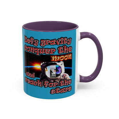 defy conquer reach - Accent Mug (turquoise)