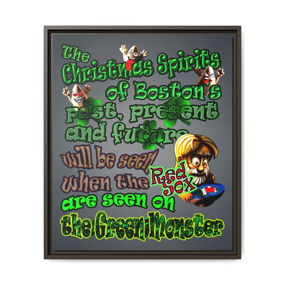 christmas spirits of boston - framed canvas art (grey-light grey)