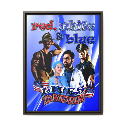 rw&b lives matter - framed canvas art (blue-white wave)