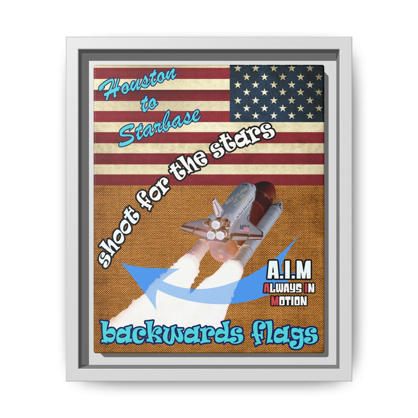 shoot for the stars - framed canvas art (brown papyrus)
